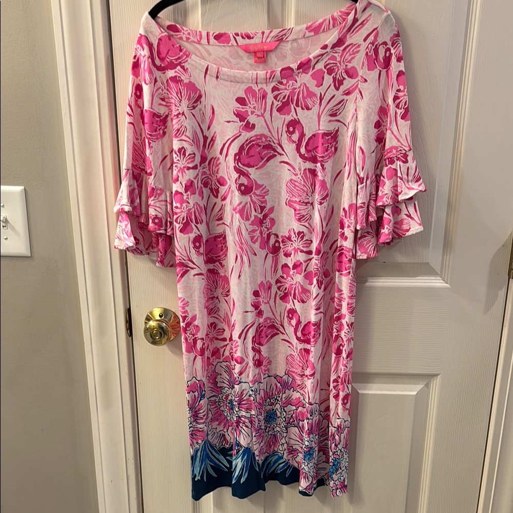 Pink and Blue Floral Dress